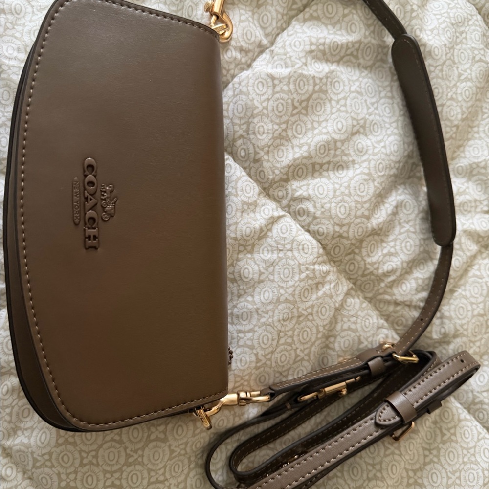 Coach Taupe Leather Crossbody Bag
